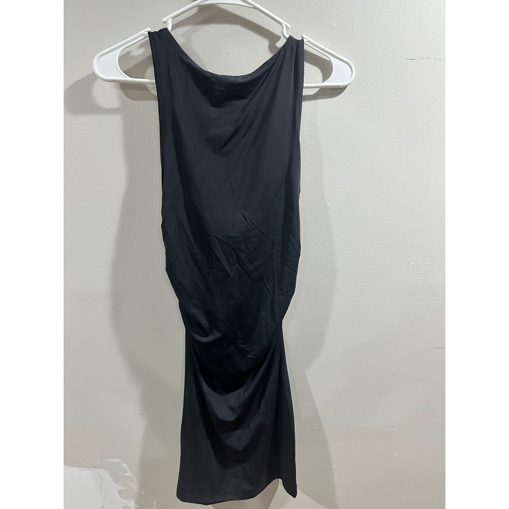 Forever 21 Black Cowl Neck Ruched Sleeveless Knit Mini Dress NWT Size S - Picture 2 of 6